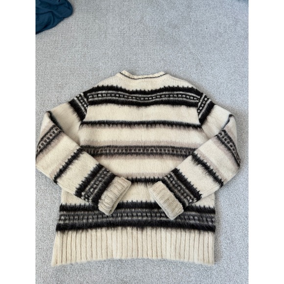 Vintage Alpaca Merino Wool Striped V Neck Sweater Pullover Chile La Liga 50 - Picture 4 of 8